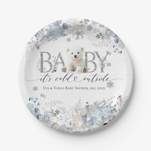Baby koud buiten Floral & Beer Baby Boy Shower Papieren Bordje (Voorkant)