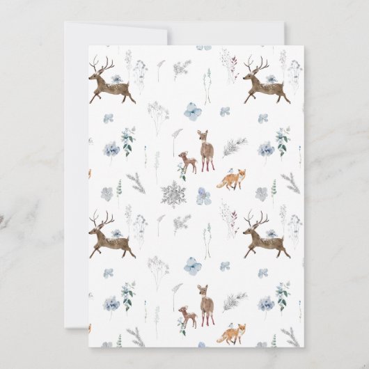Baby koud buiten Floral & Deer Baby Jongensdouche Kaart (Achterkant)