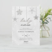 Baby koud buiten glitter sneeuwvlok neutraal douch kaart (Staand voorkant)