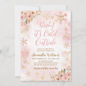 Baby Koud Buiten Roze Winter Meisje Baby shower Kaart (Voorkant)