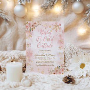 Baby Koud Buiten Roze Winter Meisje Baby shower Kaart