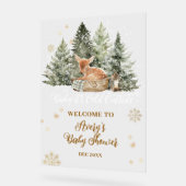 Baby koud buiten Rustic Deer Winter Baby shower Acryl Bord (Hoek)