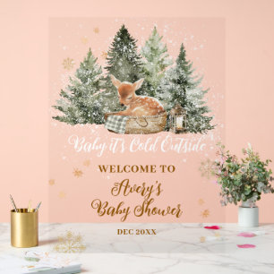 Baby koud buiten Rustic Deer Winter Baby shower Acryl Bord