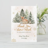 Baby koud buiten Rustic Deer Winter Baby shower Bedankkaart (Staand voorkant)