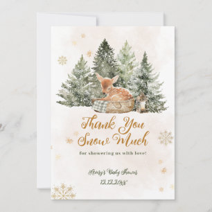 Baby koud buiten Rustic Deer Winter Baby shower Bedankkaart