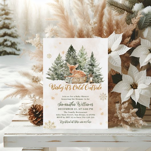 Baby koud buiten Rustic Deer Winter Baby shower Kaart