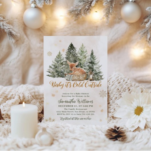 Baby koud buiten Rustic Deer Winter Baby shower Kaart