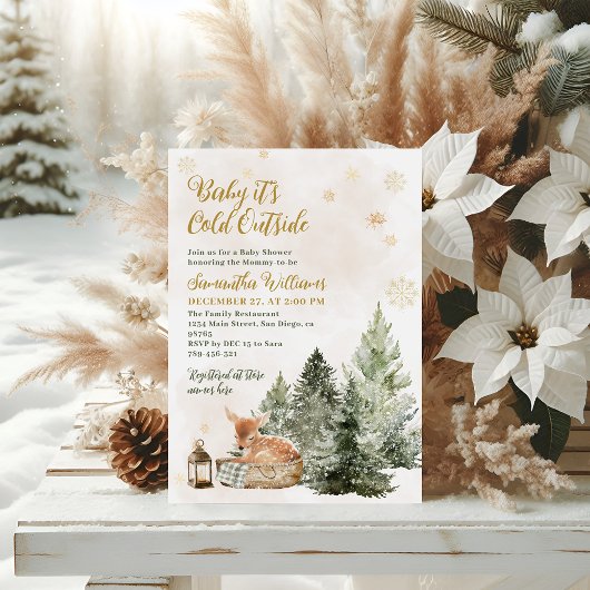 Baby koud buiten Rustic Deer Winter Baby shower Kaart
