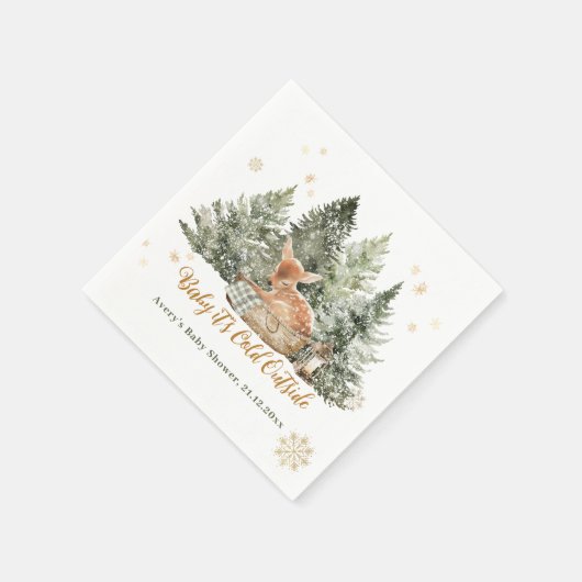 Baby koud buiten Rustic Deer Winter Baby shower Servet (Hoek)