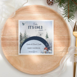 Baby Koud Buiten Snowy Beer Bird Baby shower Servet