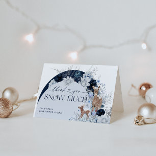 Baby koud buiten Winter Bloemen Herten Baby shower Bedankkaart