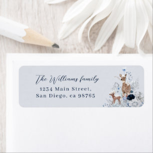 Baby koud buiten Winter Bloemen Herten Baby shower Etiket