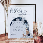 Baby koud buiten Winter Bloemen Herten Baby shower Poster