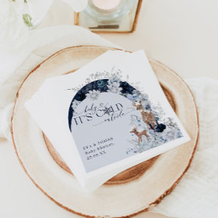 Baby koud buiten Winter Bloemen Herten Baby shower Servet