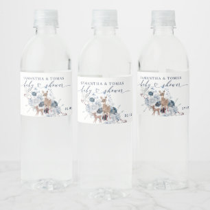 Baby koud buiten Winter Bloemen Herten Baby shower Waterfles Etiket