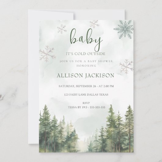 Baby Koud Buiten Winter Mountain Baby shower Kaart (Voorkant)