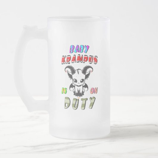 Baby Krampus is aan het werk Matglas Bierpul (Links)