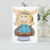 Baby krijgt kapsel Grappige Kinder kapperszaak Kaart (Staand voorkant)