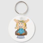Baby krijgt kapsel Grappige Kinder kapperszaak Sleutelhanger (Achterkant)