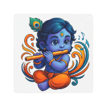 Baby Krishna met fluit – Peace Vibes | Levendig 3D
