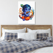 Baby Krishna met fluit – Peace Vibes | Levendig 3D Canvas Afdruk (Insitu (Slaapkamer))