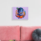 Baby Krishna met fluit – Peace Vibes | Levendig 3D Canvas Afdruk (Insitu (Woonkamer))