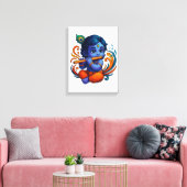 Baby Krishna met fluit – Peace Vibes | Levendig 3D Canvas Afdruk (Insitu (Woonkamer))
