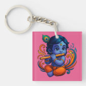 Baby Krishna met fluit – Peace Vibes | Levendig 3D Sleutelhanger (voorkant)
