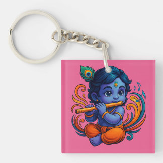 Baby Krishna met fluit – Peace Vibes | Levendig 3D Sleutelhanger