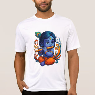 Baby Krishna met fluit – Peace Vibes   Levendig 3D T-shirt