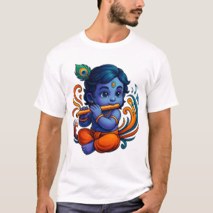 Baby Krishna met fluit – Peace Vibes Levendig 3D T-shirt