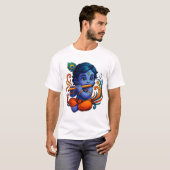 Baby Krishna met fluit – Peace Vibes | Levendig 3D T-shirt (Voorkant volledig)
