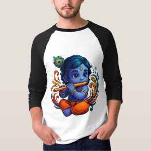 Baby Krishna met fluit – Peace Vibes Levendig 3D T-shirt