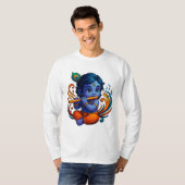 Baby Krishna met fluit – Peace Vibes | Levendig 3D T-shirt (Voorkant volledig)