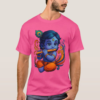 Baby Krishna met fluit – Peace Vibes | Levendig 3D T-shirt