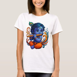Baby Krishna met fluit – Peace Vibes | Levendig 3D T-shirt