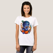 Baby Krishna met fluit – Peace Vibes | Levendig 3D T-shirt (Voorkant volledig)