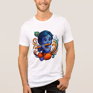 Baby Krishna met fluit – Peace Vibes | Levendig 3D Tri-Blend Shirt