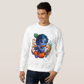 Baby Krishna met fluit – Peace Vibes | Levendig 3D Trui (Voorkant volledig)