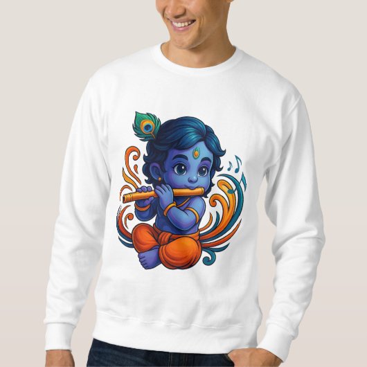 Baby Krishna met fluit – Peace Vibes | Levendig 3D Trui (Voorkant)