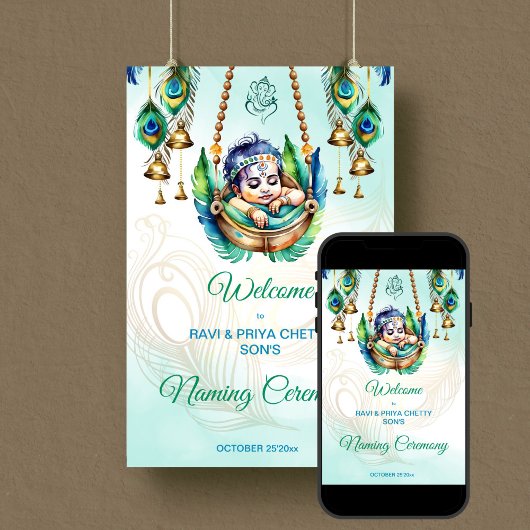 Baby Krishna Naming Cradle Ceremony welkom Poster