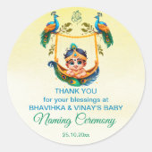 Baby Krishna Naming Namkaran Cradle gunst cadeau Ronde Sticker (Voorkant)
