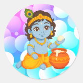 Baby Krishna Ronde Sticker (Voorkant)