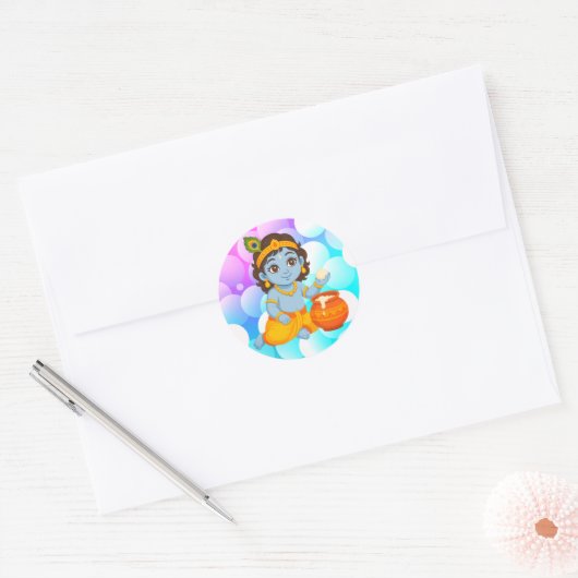 Baby Krishna Ronde Sticker (Envelop)