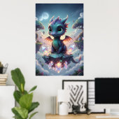 Baby Kristallen Draak | Schattige Fantasy Kunst Po Poster (Thuiskantoor)