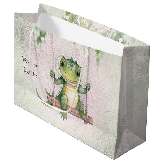 Baby Krokodil Gift Bag Groot Cadeauzakje (Voorkant Gekanteld)