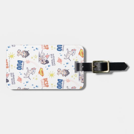 Baby Krypto & Superman Pattern Bagagelabel (Voorkant horizontaal)