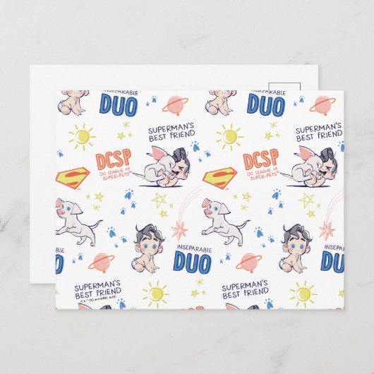 Baby Krypto & Superman Pattern Briefkaart (Voorkant / Achterkant)