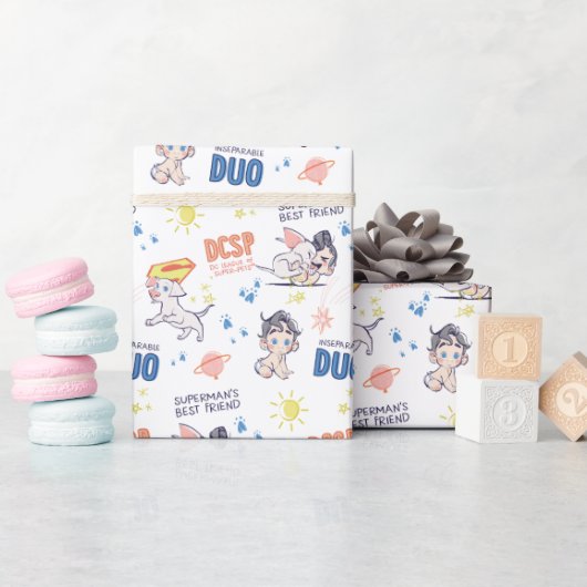 Baby Krypto & Superman Pattern Cadeaupapier (Baby Shower)