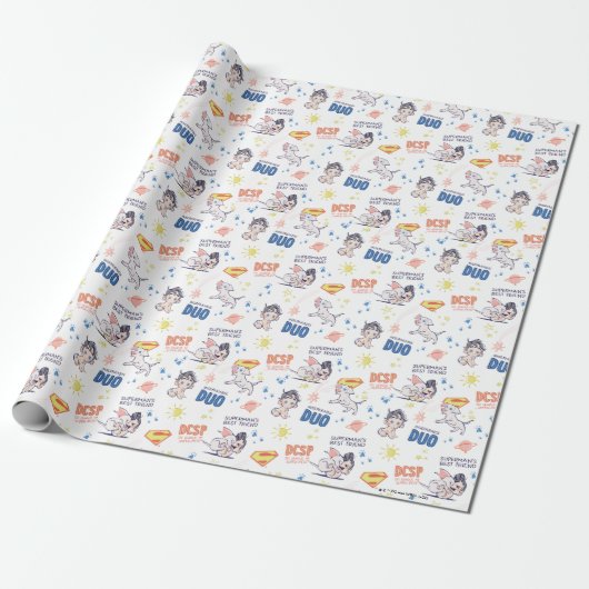 Baby Krypto & Superman Pattern Cadeaupapier (Uitgerold)